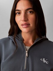 Calvin Klein Blue Monologo Terry Cropped Hoodie - Image 4 of 5