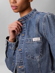 Calvin Klein Blue Cropped Denim Jacket - Image 3 of 6