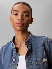 Calvin Klein Blue Cropped Denim Jacket - Image 4 of 6
