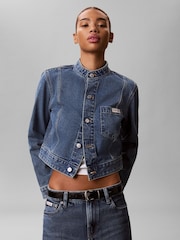 Calvin Klein Blue Cropped Denim Jacket - Image 5 of 6