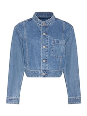 Calvin Klein Blue Cropped Denim Jacket - Image 6 of 6