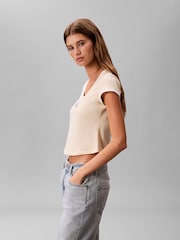 Calvin Klein Yellow Slim Cotton Stretch Ringer T-Shirt - Image 3 of 5