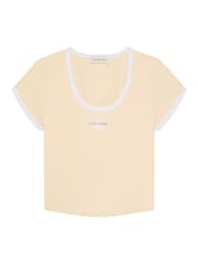 Calvin Klein Yellow Slim Cotton Stretch Ringer T-Shirt - Image 5 of 5