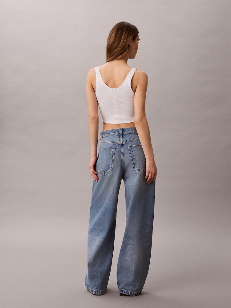 Calvin Klein Blue Low Rise Twisted Baggy Jeans - Image 2 of 7 Calvin Klein Blue Low Rise Twisted Baggy Jeans - Image 2 of 7