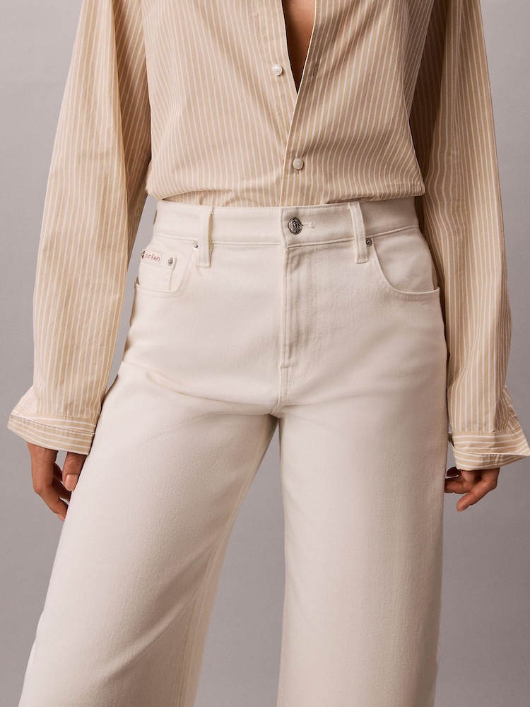 Calvin Klein Brown Cropped Cotton Twill Barrel Trousers - Image 6 of 6 Calvin Klein Brown Cropped Cotton Twill Barrel Trousers - Image 6 of 6