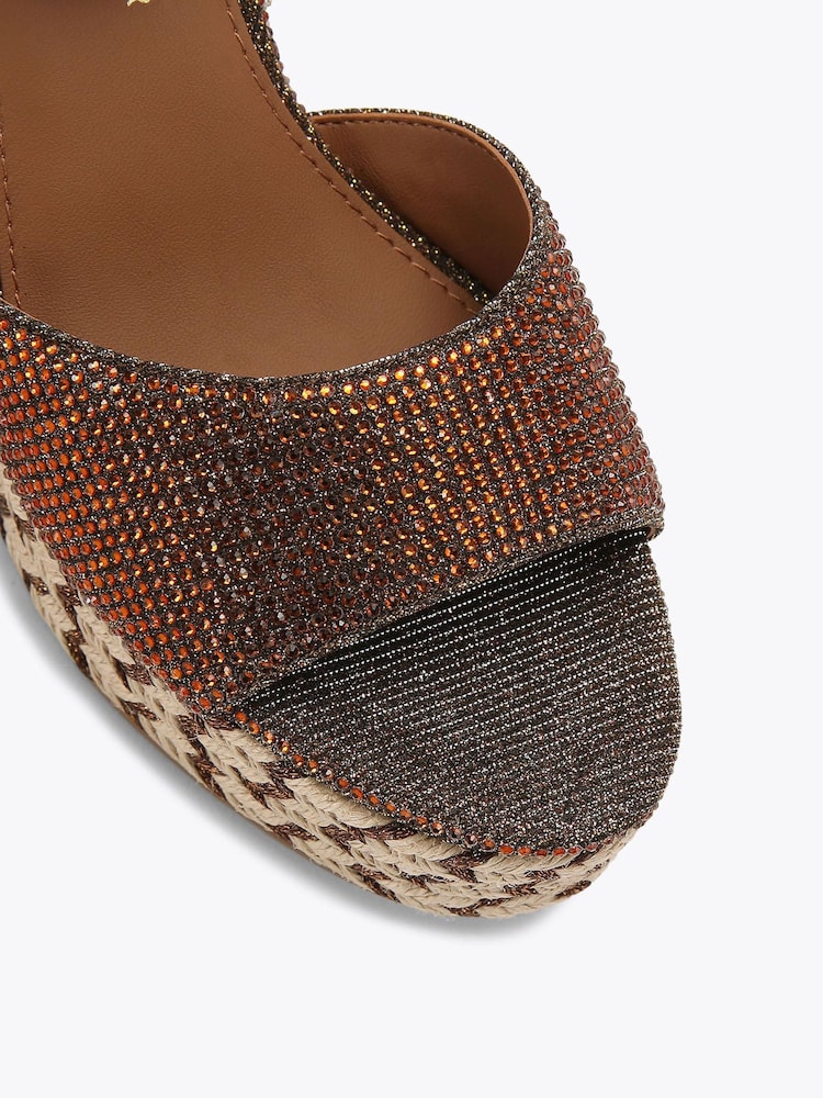 Kurt Geiger London Brown Brixton Ankle Strap Wedge Sandals - Image 4 of 4