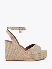Kurt Geiger London Gold Brixton Ankle Strap Wedge Sandals - Image 1 of 4