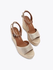 Kurt Geiger London Gold Brixton Ankle Strap Wedge Sandals - Image 2 of 4