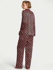 Victoria's Secret Christmas Red & Green Candy Cane Stripe Satin Long Pyjamas Set - Image 2 of 2