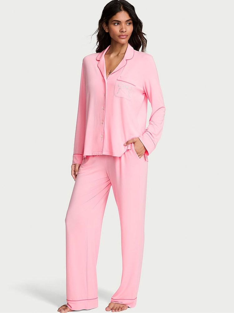 Victoria's Secret Victoria Pink Modal Long Pyjamas Set - Image 1 of 3 Victoria's Secret Victoria Pink Modal Long Pyjamas Set - Image 1 of 3