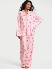 Victoria's Secret Christmas Pink Penguins Flannel Long Pyjama Set - Image 1 of 2