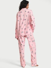 Victoria's Secret Christmas Pink Penguins Flannel Long Pyjama Set - Image 2 of 2