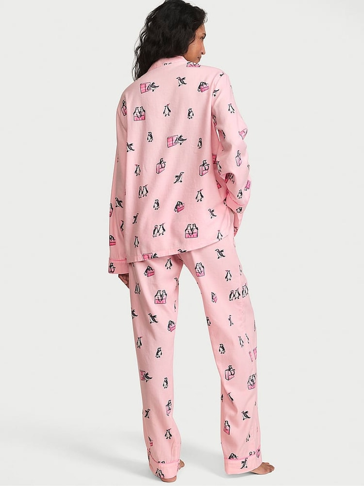 Victoria's Secret Christmas Pink Penguins Flannel Long Pyjama Set - Image 2 of 2 Victoria's Secret Christmas Pink Penguins Flannel Long Pyjama Set - Image 2 of 2
