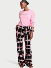 Victoria's Secret Pink & Black Tartan Long Sleeve Flannel Pyjamas  Scrunchie Set - Image 1 of 3