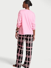 Victoria's Secret Pink & Black Tartan Long Sleeve Flannel Pyjamas  Scrunchie Set - Image 2 of 3
