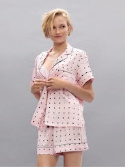 Victoria's Secret Angel Pink Polka Dot Satin Short Pyjamas Set - Image 1 of 3