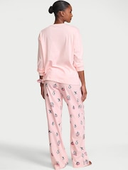 Victoria's Secret Christmas Pink Penguins Long Sleeve Flannel Pyjamas  Scrunchie Set - Image 3 of 3