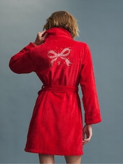 Victoria's Secret Lipstick Red Fluffy Short Dressing Gown - Image 1 of 3