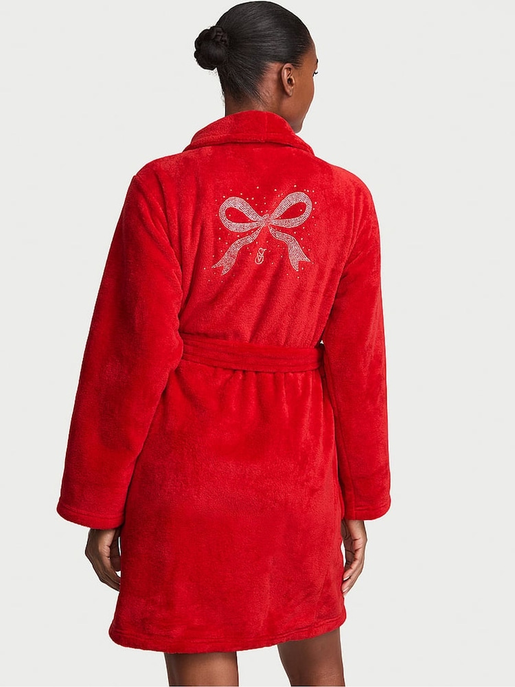 Victoria's Secret Lipstick Red Fluffy Short Dressing Gown - Image 3 of 3 Victoria's Secret Lipstick Red Fluffy Short Dressing Gown - Image 3 of 3