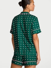 Victoria's Secret Green Polka Dot Flannel Shorts Pyjama Set - Image 2 of 2