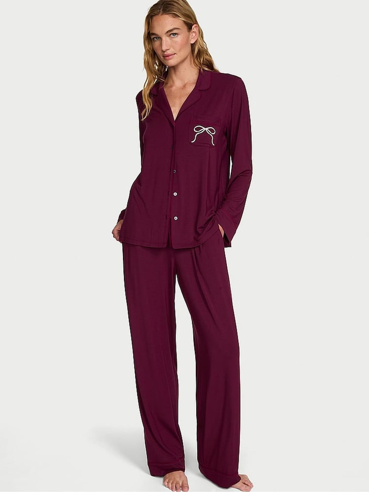 Victoria's Secret Kir Red Modal Long Pyjamas Set - Image 1 of 3