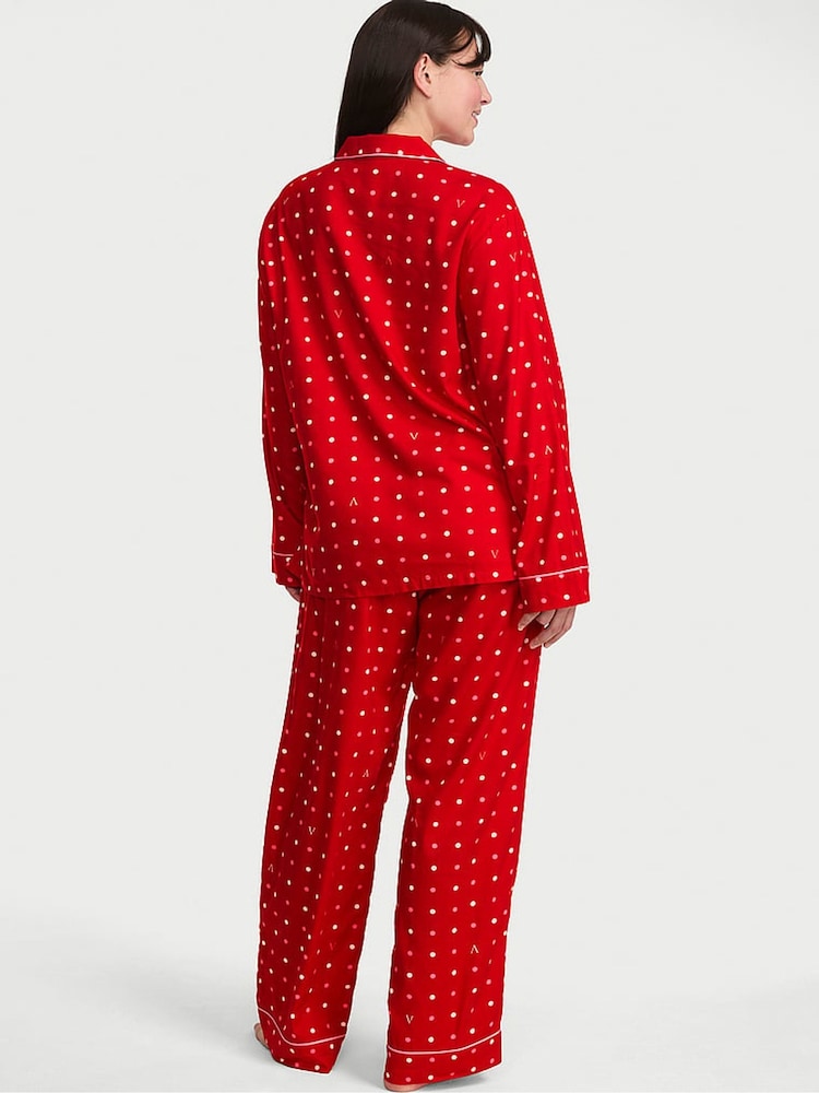 Victoria's Secret Lipstick Red Polka Dot Flannel Long Pyjama Set - Image 2 of 2 Victoria's Secret Lipstick Red Polka Dot Flannel Long Pyjama Set - Image 2 of 2