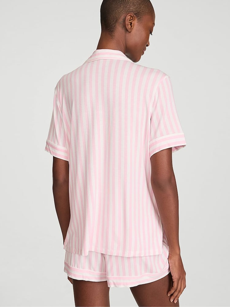 Victoria's Secret Pink Iconic Stripe Bow Modal Short Pyjamas Set - Image 2 of 3 Victoria's Secret Pink Iconic Stripe Bow Modal Short Pyjamas Set - Image 2 of 3