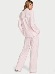 Victoria's Secret Pink Iconic Stripe Bow Modal Long Pyjamas Set - Image 2 of 3