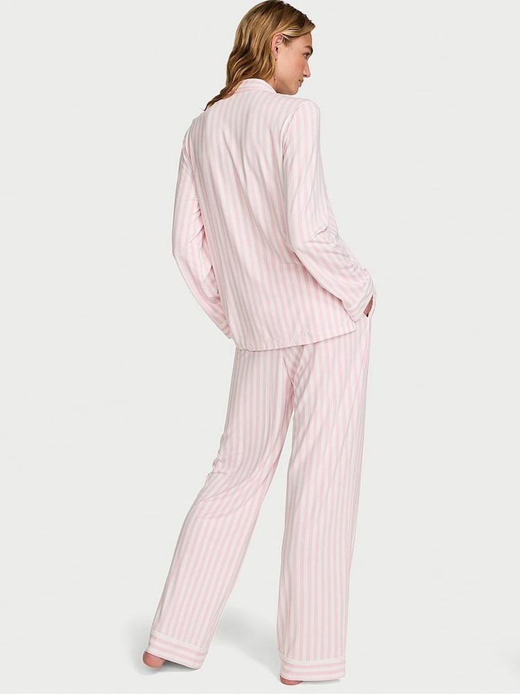 Victoria's Secret Pink Iconic Stripe Bow Modal Long Pyjamas Set - Image 2 of 3 Victoria's Secret Pink Iconic Stripe Bow Modal Long Pyjamas Set - Image 2 of 3
