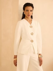 Mint Velvet Statement Button Sculpted Jacket - Afbeelding 1 van 7