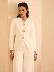 Mint Velvet Statement Button Sculpted Jacket - Afbeelding 3 van 7