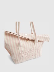 River Island Pink Striped Soak Up The Sun Roll Top Bag - Image 4 of 5