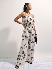 River Island Bardot Palm Print Jumpsuit - 圖片 3/4