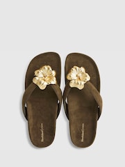River Island Green Flower Toe Footbed Thong - Image 4 of 5
