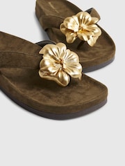 River Island Green Flower Toe Footbed Thong - Image 5 of 5