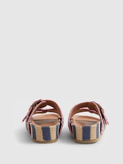 River Island Blue Stripe Raffia Footbed Sandals - Image 4 of 6