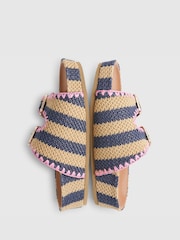 River Island Blue Stripe Raffia Footbed Sandals - Image 5 of 6