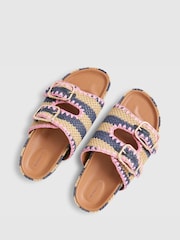 River Island Blue Stripe Raffia Footbed Sandals - Image 6 of 6