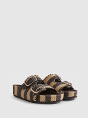 River Island Brown Stripe Raffia Footbed Sandals - Image 2 of 6