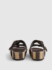 River Island Brown Stripe Raffia Footbed Sandals - Image 4 of 6