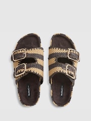 River Island Brown Stripe Raffia Footbed Sandals - Image 5 of 6
