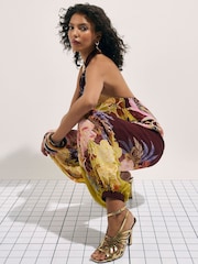 River Island Brown Terry De Havilland Petite Oriental Print Trousers - Image 2 of 4
