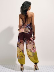 River Island Brown Terry De Havilland Petite Oriental Print Trousers - Image 4 of 4