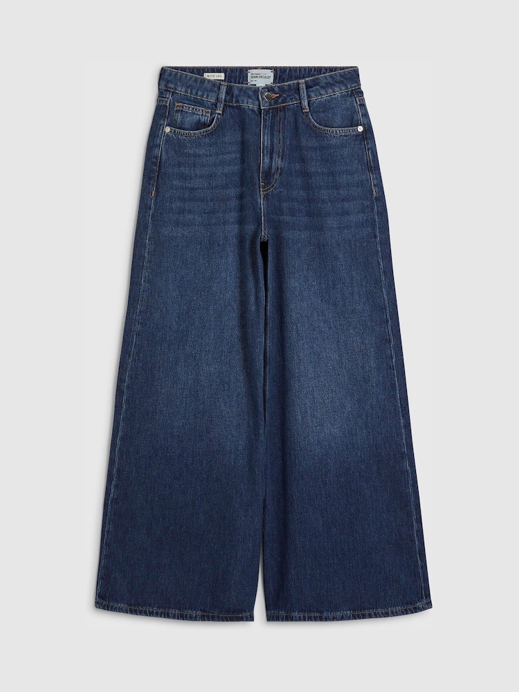 River Island Blue Petite High Rise Brandy Soft Wide Leg Jeans - Image 4 of 4 River Island Blue Petite High Rise Brandy Soft Wide Leg Jeans - Image 4 of 4