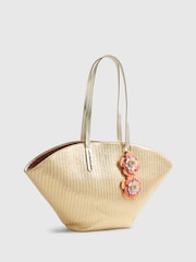 River Island Gold Terry De Havilland Raffia Winged Shopper Bag - Image 2 of 6