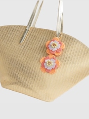 River Island Gold Terry De Havilland Raffia Winged Shopper Bag - Image 5 of 6