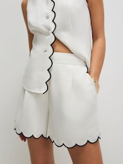 River Island White Scallop Trim Shorts - Image 1 of 4