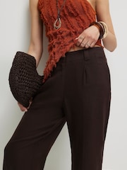 River Island Brown Linen Blend Belted Tailored Culotte Trousers - Image 4 of 4