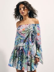 River Island Purple Terry De Havilland Butterfly Bardot Top - Image 3 of 4