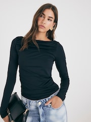 River Island Cream Long Sleeve Ribbed Tops 2 Pack - Image 1 of 4